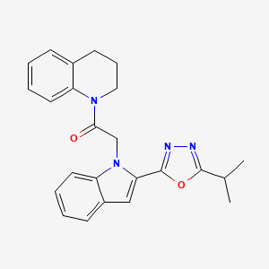 molecular formula C24H24N4O2 B3310921 2-{2-[5-(propan-2-yl)-1,3,4-oxadiazol-2-yl]-1H-indol-1-yl}-1-(1,2,3,4-tetrahydroquinolin-1-yl)ethan-1-one CAS No. 946232-54-8