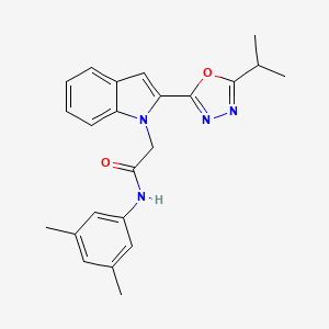 molecular formula C23H24N4O2 B3310928 N-(3,5-dimethylphenyl)-2-{2-[5-(propan-2-yl)-1,3,4-oxadiazol-2-yl]-1H-indol-1-yl}acetamide CAS No. 946232-63-9