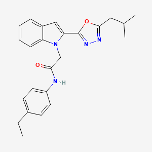 molecular formula C24H26N4O2 B3310962 N-(4-ethylphenyl)-2-{2-[5-(2-methylpropyl)-1,3,4-oxadiazol-2-yl]-1H-indol-1-yl}acetamide CAS No. 946233-33-6