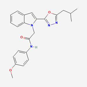 molecular formula C23H24N4O3 B3310965 N-(4-methoxyphenyl)-2-{2-[5-(2-methylpropyl)-1,3,4-oxadiazol-2-yl]-1H-indol-1-yl}acetamide CAS No. 946233-41-6