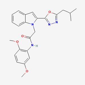 molecular formula C24H26N4O4 B3310974 N-(2,5-dimethoxyphenyl)-2-{2-[5-(2-methylpropyl)-1,3,4-oxadiazol-2-yl]-1H-indol-1-yl}acetamide CAS No. 946233-49-4
