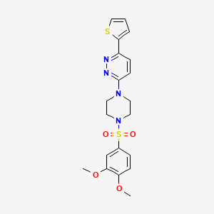 molecular formula C20H22N4O4S2 B3311023 3-(4-((3,4-Dimethoxyphenyl)sulfonyl)piperazin-1-yl)-6-(thiophen-2-yl)pyridazine CAS No. 946238-89-7
