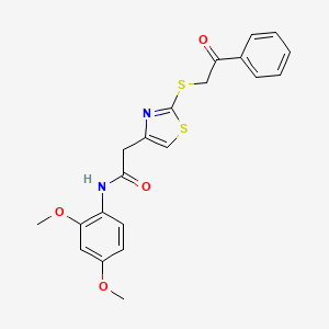 molecular formula C21H20N2O4S2 B3311146 N-(2,4-dimethoxyphenyl)-2-(2-((2-oxo-2-phenylethyl)thio)thiazol-4-yl)acetamide CAS No. 946241-96-9