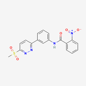 molecular formula C18H14N4O5S B3311179 N-[3-(6-methanesulfonylpyridazin-3-yl)phenyl]-2-nitrobenzamide CAS No. 946251-68-9