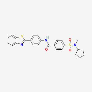 molecular formula C26H25N3O3S2 B3311205 N-[4-(1,3-benzothiazol-2-yl)phenyl]-4-[cyclopentyl(methyl)sulfamoyl]benzamide CAS No. 946252-50-2