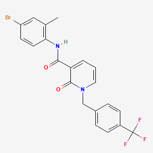 molecular formula C21H16BrF3N2O2 B3311230 N-(4-bromo-2-methylphenyl)-2-oxo-1-{[4-(trifluoromethyl)phenyl]methyl}-1,2-dihydropyridine-3-carboxamide CAS No. 946255-80-7