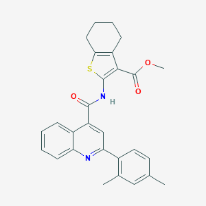 molecular formula C28H26N2O3S B331129 METHYL 2-({[2-(2,4-DIMETHYLPHENYL)-4-QUINOLYL]CARBONYL}AMINO)-4,5,6,7-TETRAHYDRO-1-BENZOTHIOPHENE-3-CARBOXYLATE 