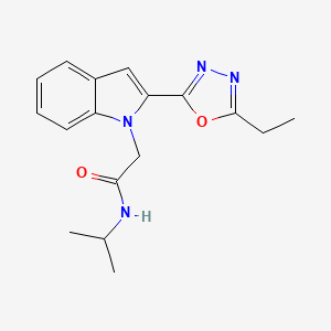 molecular formula C17H20N4O2 B3311297 2-[2-(5-ethyl-1,3,4-oxadiazol-2-yl)-1H-indol-1-yl]-N-(propan-2-yl)acetamide CAS No. 946256-87-7