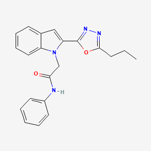 B3311311 N-phenyl-2-[2-(5-propyl-1,3,4-oxadiazol-2-yl)-1H-indol-1-yl]acetamide CAS No. 946257-03-0