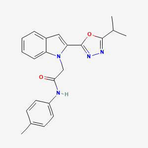 molecular formula C22H22N4O2 B3311336 N-(4-methylphenyl)-2-{2-[5-(propan-2-yl)-1,3,4-oxadiazol-2-yl]-1H-indol-1-yl}acetamide CAS No. 946257-54-1