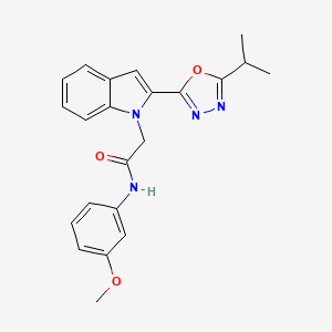 molecular formula C22H22N4O3 B3311343 N-(3-methoxyphenyl)-2-{2-[5-(propan-2-yl)-1,3,4-oxadiazol-2-yl]-1H-indol-1-yl}acetamide CAS No. 946257-66-5