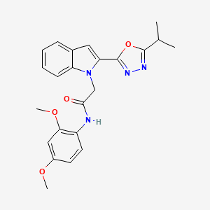 molecular formula C23H24N4O4 B3311351 N-(2,4-dimethoxyphenyl)-2-{2-[5-(propan-2-yl)-1,3,4-oxadiazol-2-yl]-1H-indol-1-yl}acetamide CAS No. 946257-70-1