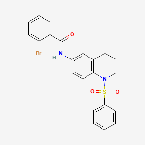 molecular formula C22H19BrN2O3S B3311388 N-[1-(benzenesulfonyl)-1,2,3,4-tetrahydroquinolin-6-yl]-2-bromobenzamide CAS No. 946259-67-2