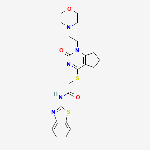molecular formula C22H25N5O3S2 B3311527 N-(1,3-benzothiazol-2-yl)-2-({1-[2-(morpholin-4-yl)ethyl]-2-oxo-1H,2H,5H,6H,7H-cyclopenta[d]pyrimidin-4-yl}sulfanyl)acetamide CAS No. 946269-93-8
