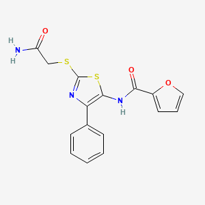 molecular formula C16H13N3O3S2 B3311586 N-(2-((2-amino-2-oxoethyl)thio)-4-phenylthiazol-5-yl)furan-2-carboxamide CAS No. 946271-53-0
