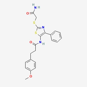molecular formula C21H21N3O3S2 B3311593 N-(2-((2-amino-2-oxoethyl)thio)-4-phenylthiazol-5-yl)-3-(4-methoxyphenyl)propanamide CAS No. 946271-61-0