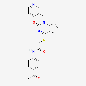 molecular formula C23H22N4O3S B3311613 N-(4-acetylphenyl)-2-({2-oxo-1-[(pyridin-3-yl)methyl]-1H,2H,5H,6H,7H-cyclopenta[d]pyrimidin-4-yl}sulfanyl)acetamide CAS No. 946271-83-6
