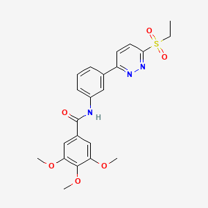 molecular formula C22H23N3O6S B3311641 N-{3-[6-(ethanesulfonyl)pyridazin-3-yl]phenyl}-3,4,5-trimethoxybenzamide CAS No. 946272-29-3