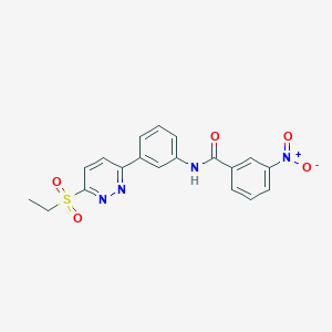 molecular formula C19H16N4O5S B3311655 N-{3-[6-(ethanesulfonyl)pyridazin-3-yl]phenyl}-3-nitrobenzamide CAS No. 946272-37-3