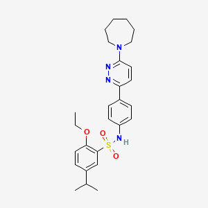 molecular formula C27H34N4O3S B3311812 N-{4-[6-(azepan-1-yl)pyridazin-3-yl]phenyl}-2-ethoxy-5-(propan-2-yl)benzene-1-sulfonamide CAS No. 946275-09-8