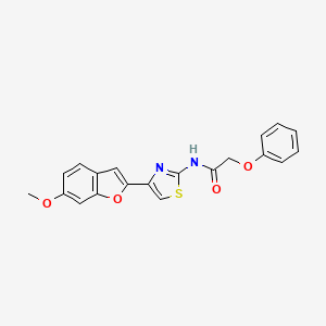 molecular formula C20H16N2O4S B3311837 N-[4-(6-methoxy-1-benzofuran-2-yl)-1,3-thiazol-2-yl]-2-phenoxyacetamide CAS No. 946275-20-3