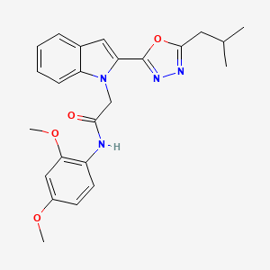 molecular formula C24H26N4O4 B3311933 N-(2,4-dimethoxyphenyl)-2-{2-[5-(2-methylpropyl)-1,3,4-oxadiazol-2-yl]-1H-indol-1-yl}acetamide CAS No. 946280-18-8