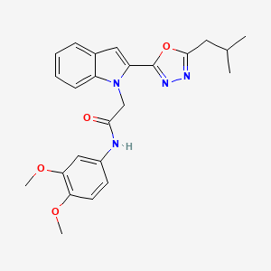 molecular formula C24H26N4O4 B3311940 N-(3,4-dimethoxyphenyl)-2-{2-[5-(2-methylpropyl)-1,3,4-oxadiazol-2-yl]-1H-indol-1-yl}acetamide CAS No. 946280-22-4
