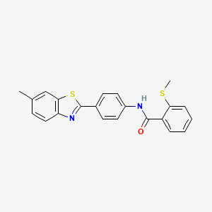 molecular formula C22H18N2OS2 B3311985 N-[4-(6-methyl-1,3-benzothiazol-2-yl)phenyl]-2-(methylsulfanyl)benzamide CAS No. 946286-84-6