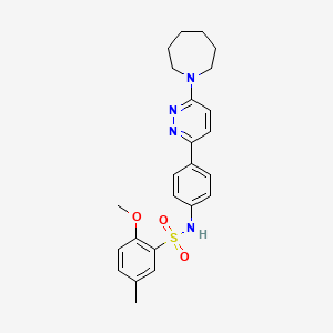 molecular formula C24H28N4O3S B3311999 N-{4-[6-(azepan-1-yl)pyridazin-3-yl]phenyl}-2-methoxy-5-methylbenzene-1-sulfonamide CAS No. 946287-00-9