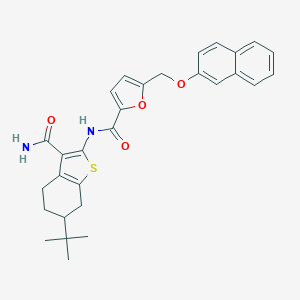 molecular formula C29H30N2O4S B331203 N-[3-(aminocarbonyl)-6-tert-butyl-4,5,6,7-tetrahydro-1-benzothien-2-yl]-5-[(2-naphthyloxy)methyl]-2-furamide 