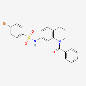 molecular formula C22H19BrN2O3S B3312087 N-(1-benzoyl-1,2,3,4-tetrahydroquinolin-7-yl)-4-bromobenzene-1-sulfonamide CAS No. 946290-02-4