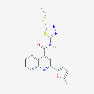 molecular formula C19H16N4O2S2 B331213 N~4~-[5-(ETHYLSULFANYL)-1,3,4-THIADIAZOL-2-YL]-2-(5-METHYL-2-FURYL)-4-QUINOLINECARBOXAMIDE 