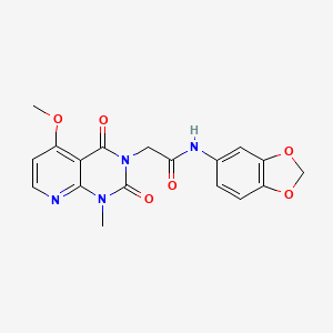 molecular formula C18H16N4O6 B3312163 N-(2H-1,3-benzodioxol-5-yl)-2-{5-methoxy-1-methyl-2,4-dioxo-1H,2H,3H,4H-pyrido[2,3-d]pyrimidin-3-yl}acetamide CAS No. 946299-22-5