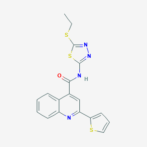 molecular formula C18H14N4OS3 B331225 N-[5-(ethylsulfanyl)-1,3,4-thiadiazol-2-yl]-2-(thiophen-2-yl)quinoline-4-carboxamide 