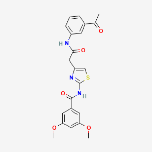 molecular formula C22H21N3O5S B3312303 N-(4-{[(3-acetylphenyl)carbamoyl]methyl}-1,3-thiazol-2-yl)-3,5-dimethoxybenzamide CAS No. 946305-67-5