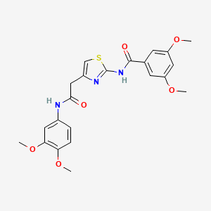 molecular formula C22H23N3O6S B3312305 N-(4-{[(3,4-dimethoxyphenyl)carbamoyl]methyl}-1,3-thiazol-2-yl)-3,5-dimethoxybenzamide CAS No. 946305-74-4