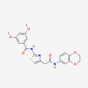 molecular formula C22H21N3O6S B3312306 N-(4-{[(2,3-dihydro-1,4-benzodioxin-6-yl)carbamoyl]methyl}-1,3-thiazol-2-yl)-3,5-dimethoxybenzamide CAS No. 946305-78-8