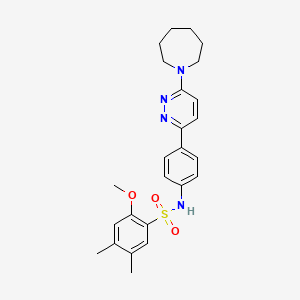 molecular formula C25H30N4O3S B3312339 N-{4-[6-(azepan-1-yl)pyridazin-3-yl]phenyl}-2-methoxy-4,5-dimethylbenzene-1-sulfonamide CAS No. 946306-99-6