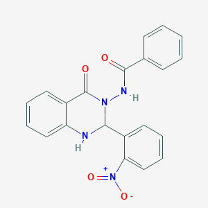 molecular formula C21H16N4O4 B331235 N-[2-(2-NITROPHENYL)-4-OXO-1,4-DIHYDRO-3(2H)-QUINAZOLINYL]BENZAMIDE 