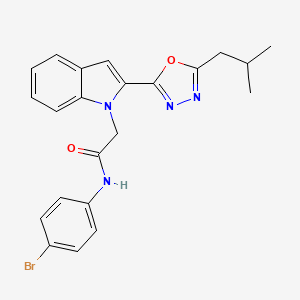 molecular formula C22H21BrN4O2 B3312407 N-(4-bromophenyl)-2-(2-(5-isobutyl-1,3,4-oxadiazol-2-yl)-1H-indol-1-yl)acetamide CAS No. 946311-41-7