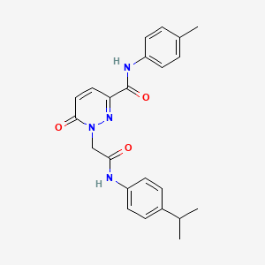 molecular formula C23H24N4O3 B3312462 N-(4-methylphenyl)-6-oxo-1-({[4-(propan-2-yl)phenyl]carbamoyl}methyl)-1,6-dihydropyridazine-3-carboxamide CAS No. 946317-26-6