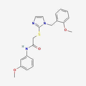 molecular formula C20H21N3O3S B3312576 N-(3-methoxyphenyl)-2-({1-[(2-methoxyphenyl)methyl]-1H-imidazol-2-yl}sulfanyl)acetamide CAS No. 946320-54-3