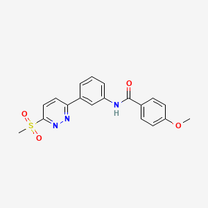 molecular formula C19H17N3O4S B3312681 N-[3-(6-methanesulfonylpyridazin-3-yl)phenyl]-4-methoxybenzamide CAS No. 946327-25-9
