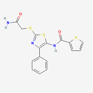 molecular formula C16H13N3O2S3 B3312693 N-(2-((2-amino-2-oxoethyl)thio)-4-phenylthiazol-5-yl)thiophene-2-carboxamide CAS No. 946327-47-5