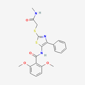 B3312717 2,6-dimethoxy-N-(2-((2-(methylamino)-2-oxoethyl)thio)-4-phenylthiazol-5-yl)benzamide CAS No. 946327-87-3