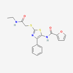 molecular formula C18H17N3O3S2 B3312727 N-(2-((2-(ethylamino)-2-oxoethyl)thio)-4-phenylthiazol-5-yl)furan-2-carboxamide CAS No. 946327-96-4