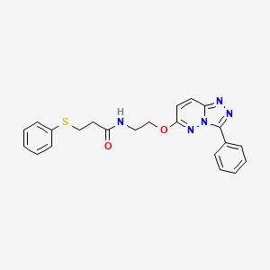 molecular formula C22H21N5O2S B3312760 N-(2-((3-phenyl-[1,2,4]triazolo[4,3-b]pyridazin-6-yl)oxy)ethyl)-3-(phenylthio)propanamide CAS No. 946328-59-2