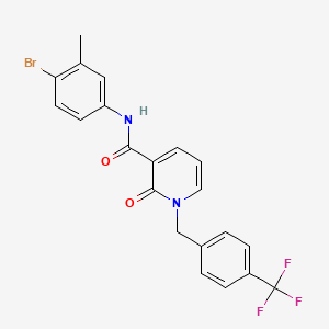 molecular formula C21H16BrF3N2O2 B3312802 N-(4-bromo-3-methylphenyl)-2-oxo-1-{[4-(trifluoromethyl)phenyl]methyl}-1,2-dihydropyridine-3-carboxamide CAS No. 946332-70-3