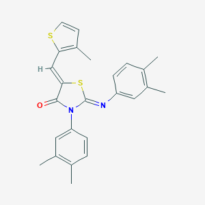 molecular formula C25H24N2OS2 B331286 3-(3,4-DIMETHYLPHENYL)-2-[(3,4-DIMETHYLPHENYL)IMINO]-5-[(Z)-1-(3-METHYL-2-THIENYL)METHYLIDENE]-1,3-THIAZOLAN-4-ONE 