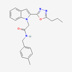 molecular formula C23H24N4O2 B3312895 N-[(4-methylphenyl)methyl]-2-[2-(5-propyl-1,3,4-oxadiazol-2-yl)-1H-indol-1-yl]acetamide CAS No. 946335-19-9